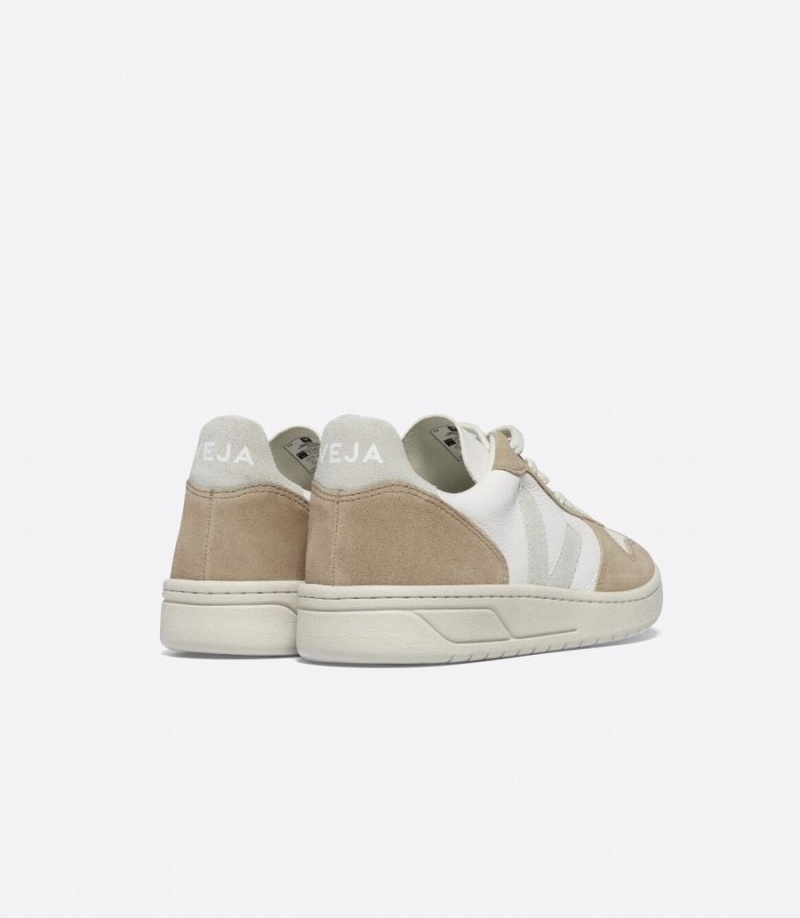 Veja V-10 Chromefree Bőr Női Rövidszárú Tornacipő Fehér Barna Szürke | UXK689OZ