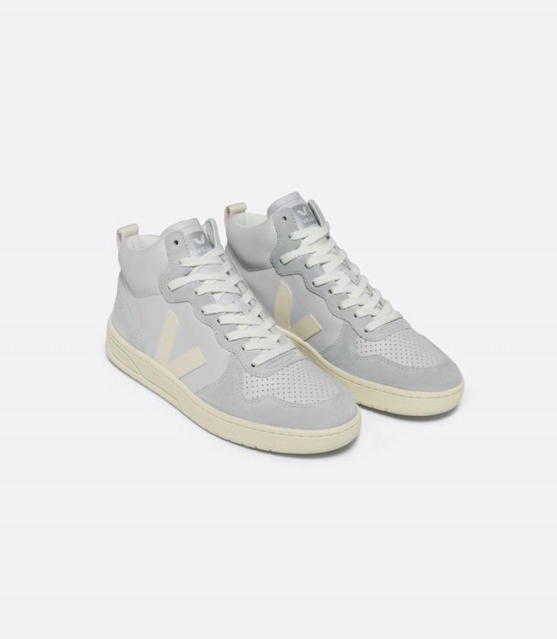 Veja V-15 Bőr Pearl Cashew Férfi Magasszárú Tornacipő Szürke | OAO689LW