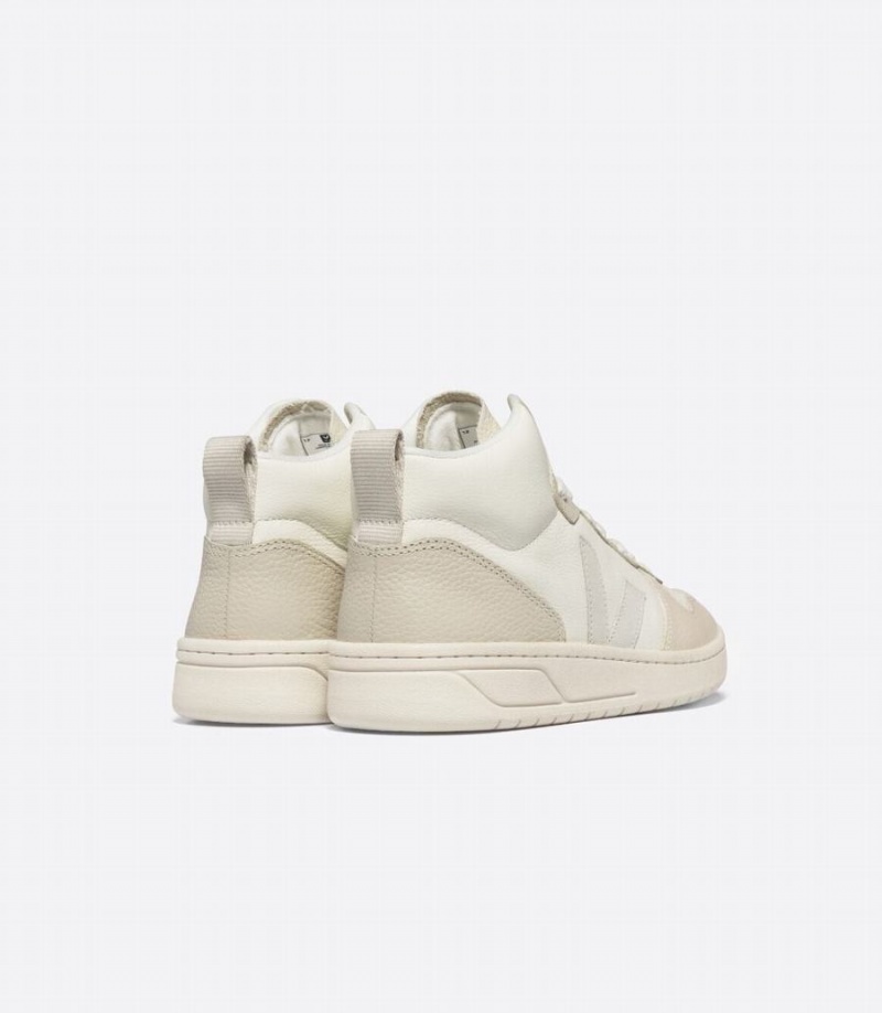 Veja V-15 Chromefree Bőr Cashew Férfi Magasszárú Tornacipő Fehér Bézs | BJC7230BD